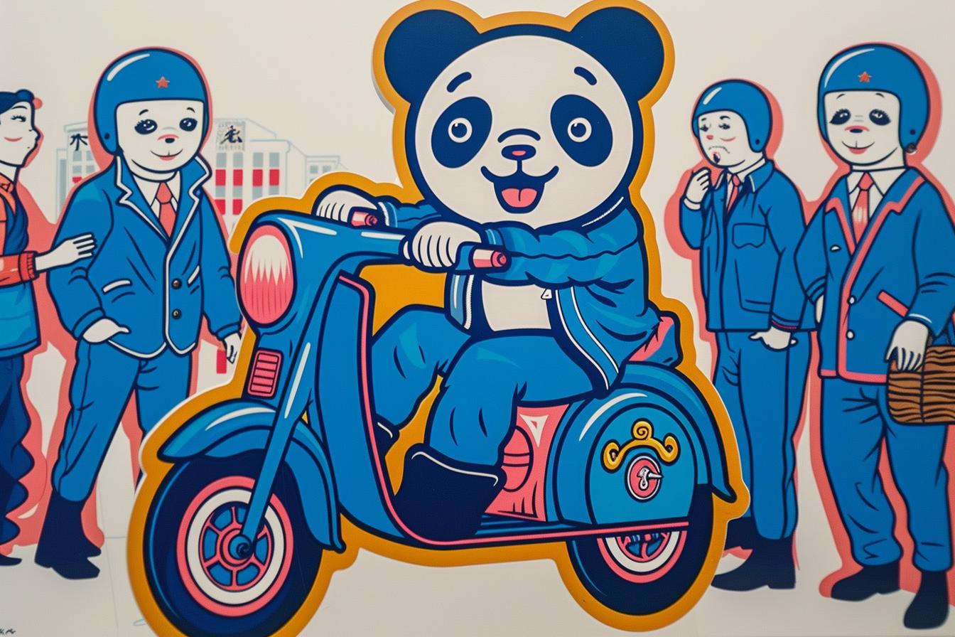 panda  scooter  bear  man  woman  cartoon  fun  Troy  Brooks  adventure 938742