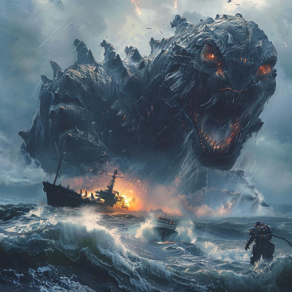 robot  monster  ocean  battle  detailed  hyper-realistic  illustration  movie  poster  epic 960176
