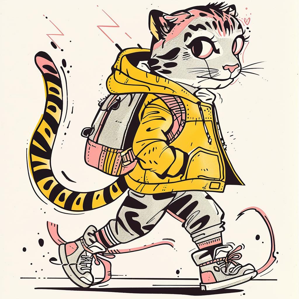 kawaii  tiger  streetwear  Dr. Seuss  cartoon  sneakers  jacket  dynamic  playful  colorful 938704