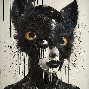 DADA  woman  cat-mask  dripping  eye-makeup  airbrush  Emek  Troy  highlights  white-background 1036955