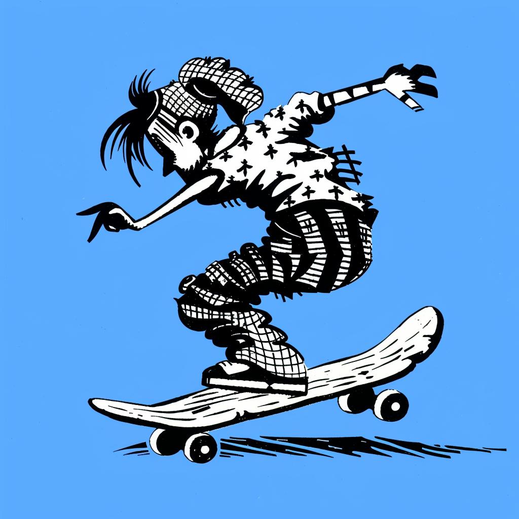 skateboarder  cartoon  character  riding  skateboard  action  sport  fun  illustration  art 1028081