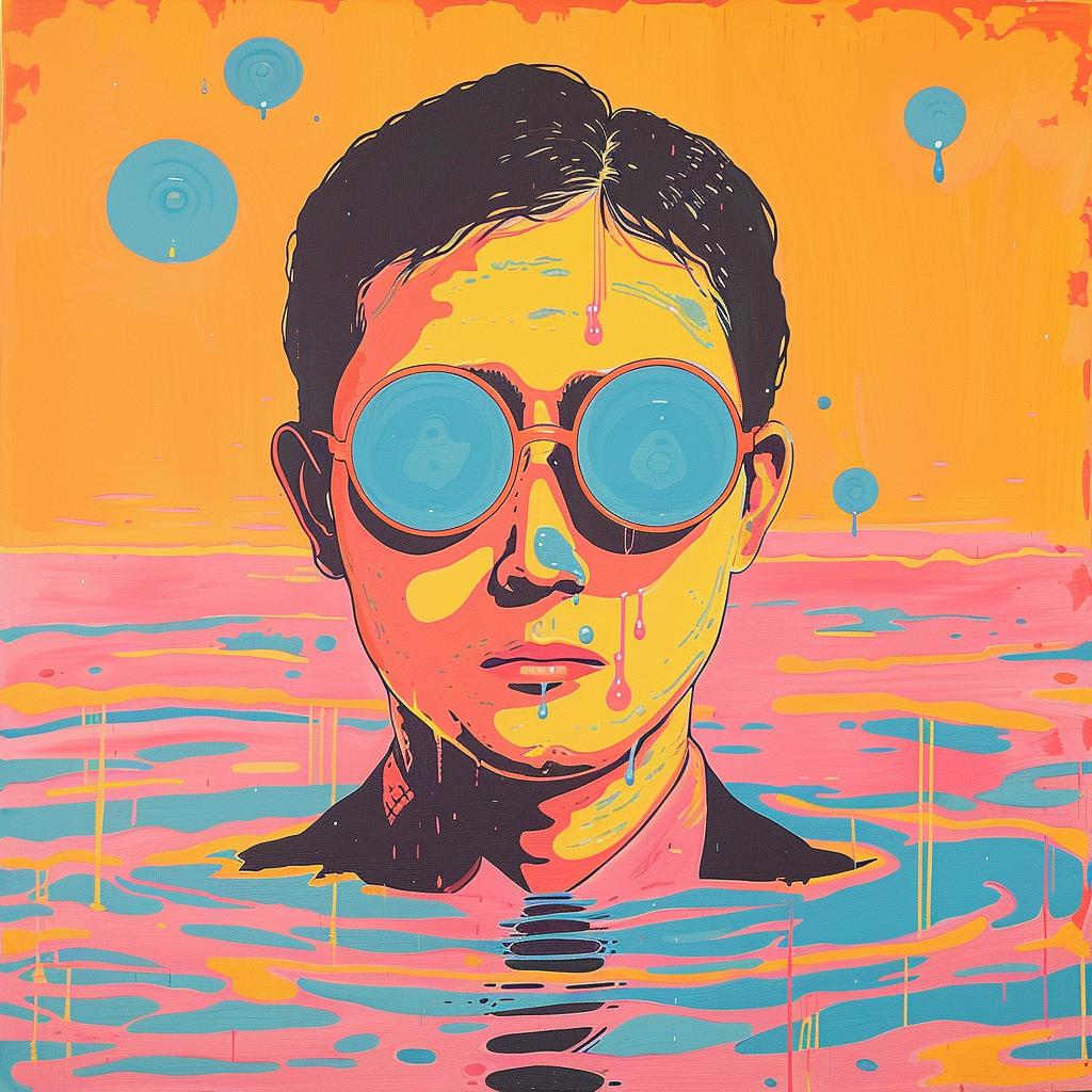 surreal  album  cover  painting  sunglasses  water  man  creative  splash  Joan 1017425