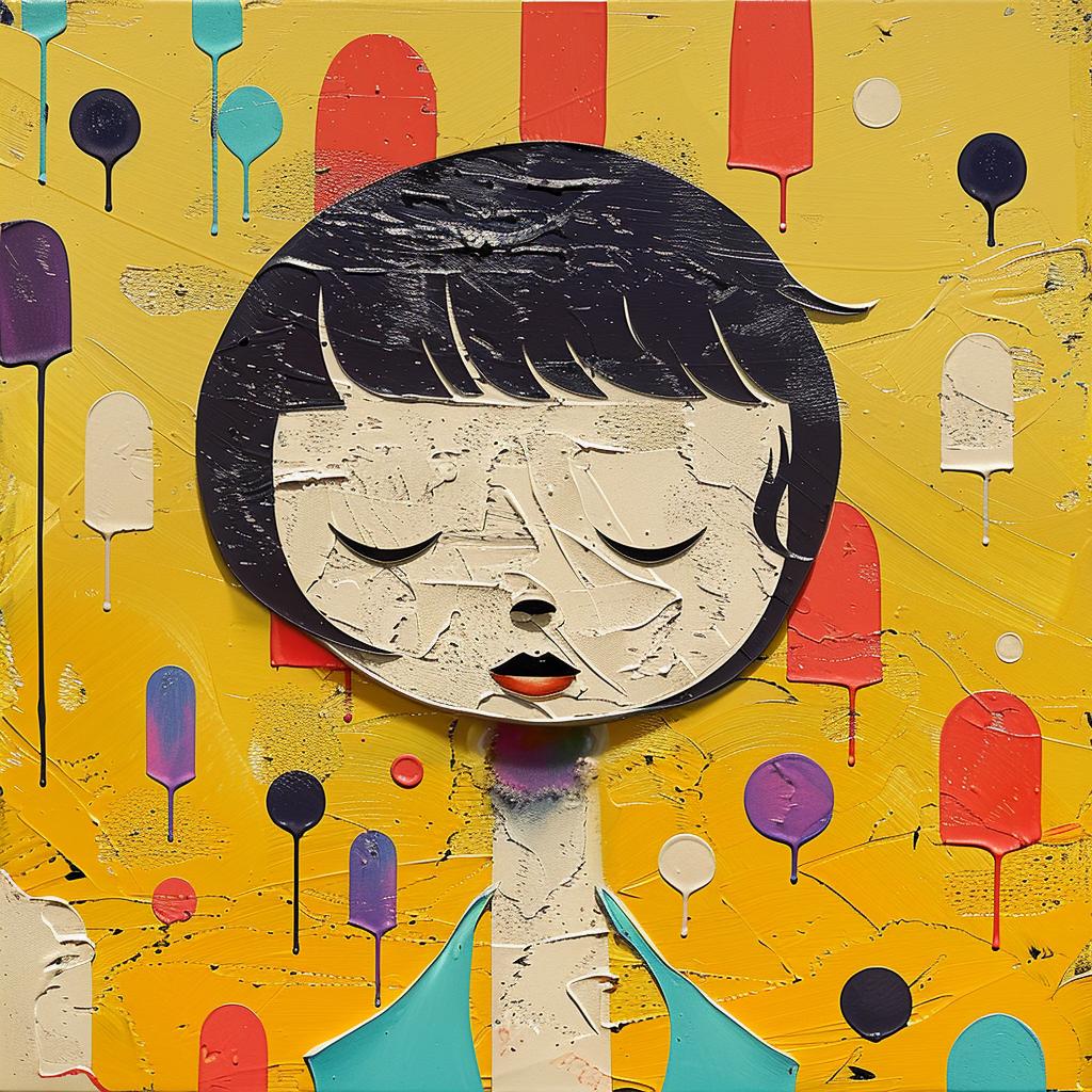 encaustic  palette-knife  impasto  girl  face  artistic  colorful  abstract  emotive  expression 950532