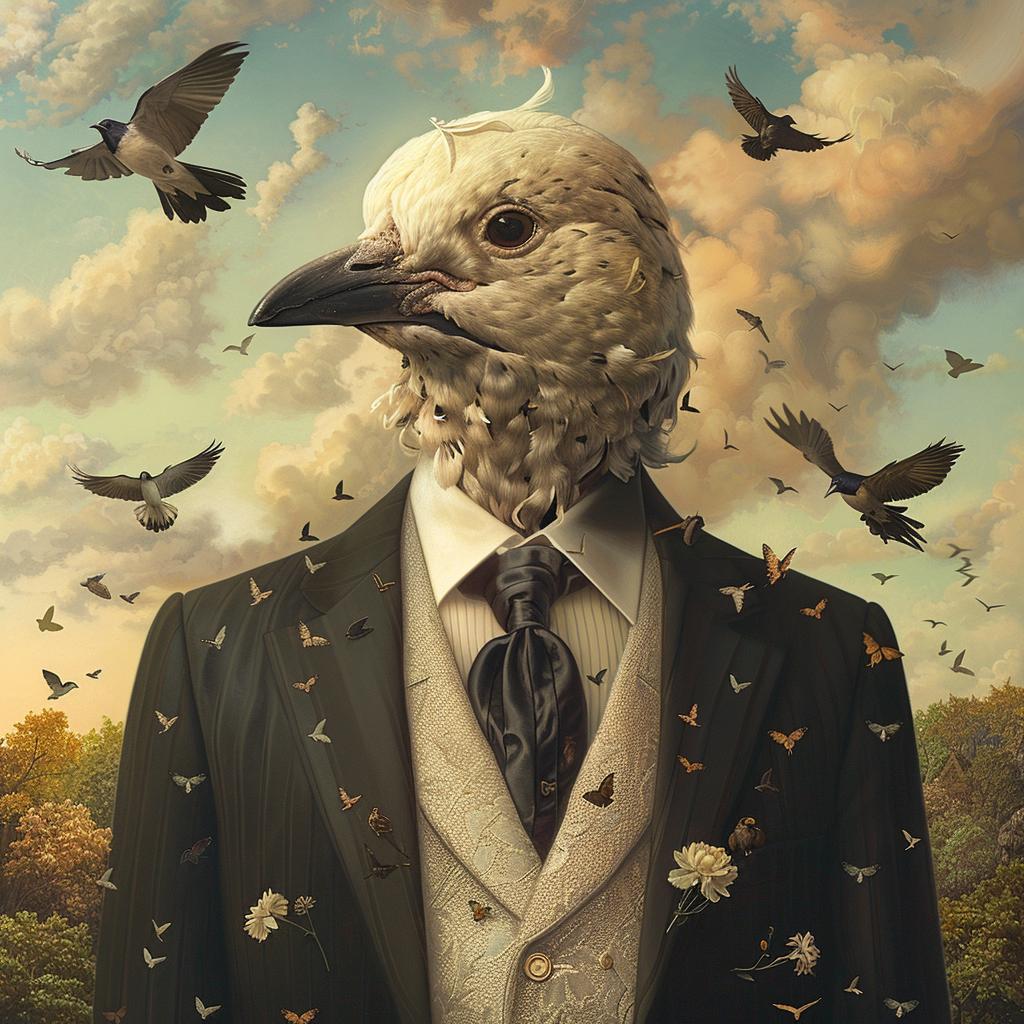 painting  bird  suit  surreal  album  cover  creative  art  design  illustration 975887