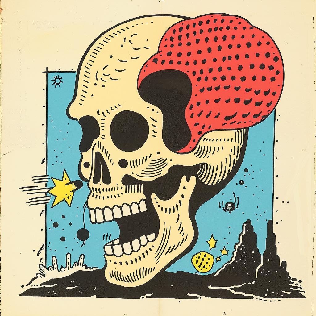 skull  brain  Jack  Kirby  graphic  vintage  art  illustration  tattoo  poster 919727