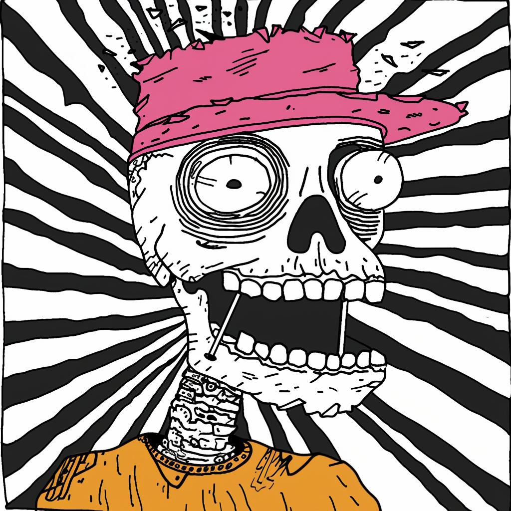 skull  creature  cartoon  hat  vibrant  illustration  comic  vintage  portrait  Kirby 920455