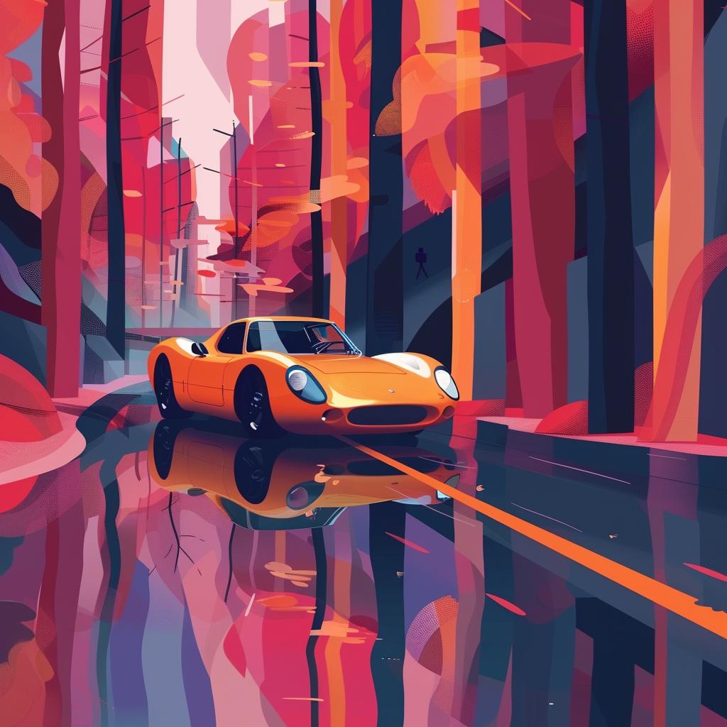 car  woods  painting  retrofuturism  aesthetic  thoughtful  details  nature  landscape  vehicle 944400
