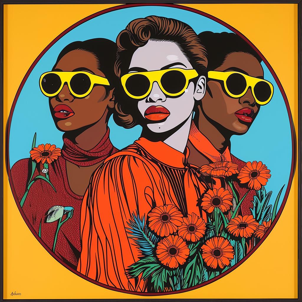 Abdul  Mati  Klarwein  women  sunglasses  flowers  circle  colorful  artistic  fashion 1022777