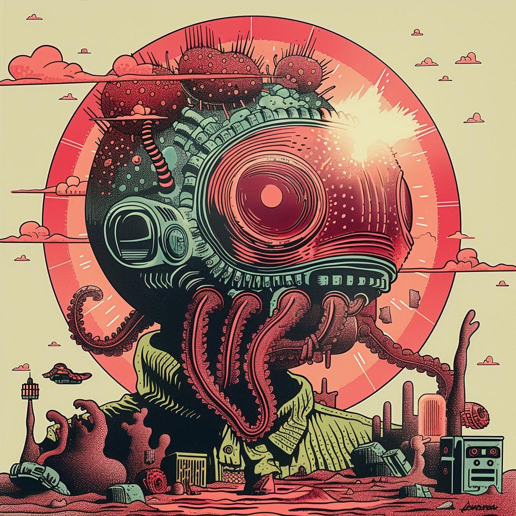japanese  lettering  poster  alien  head  tentacles  illustration  graphic  surreal  unique 946303
