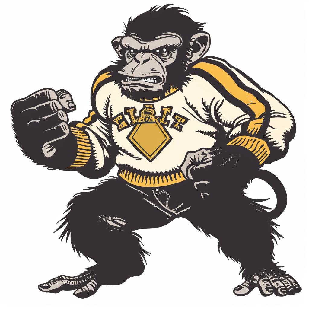chimpanzee  letterman  sweater  angry  dynamic  pennant  vintage  mascot  illustration  black 921486