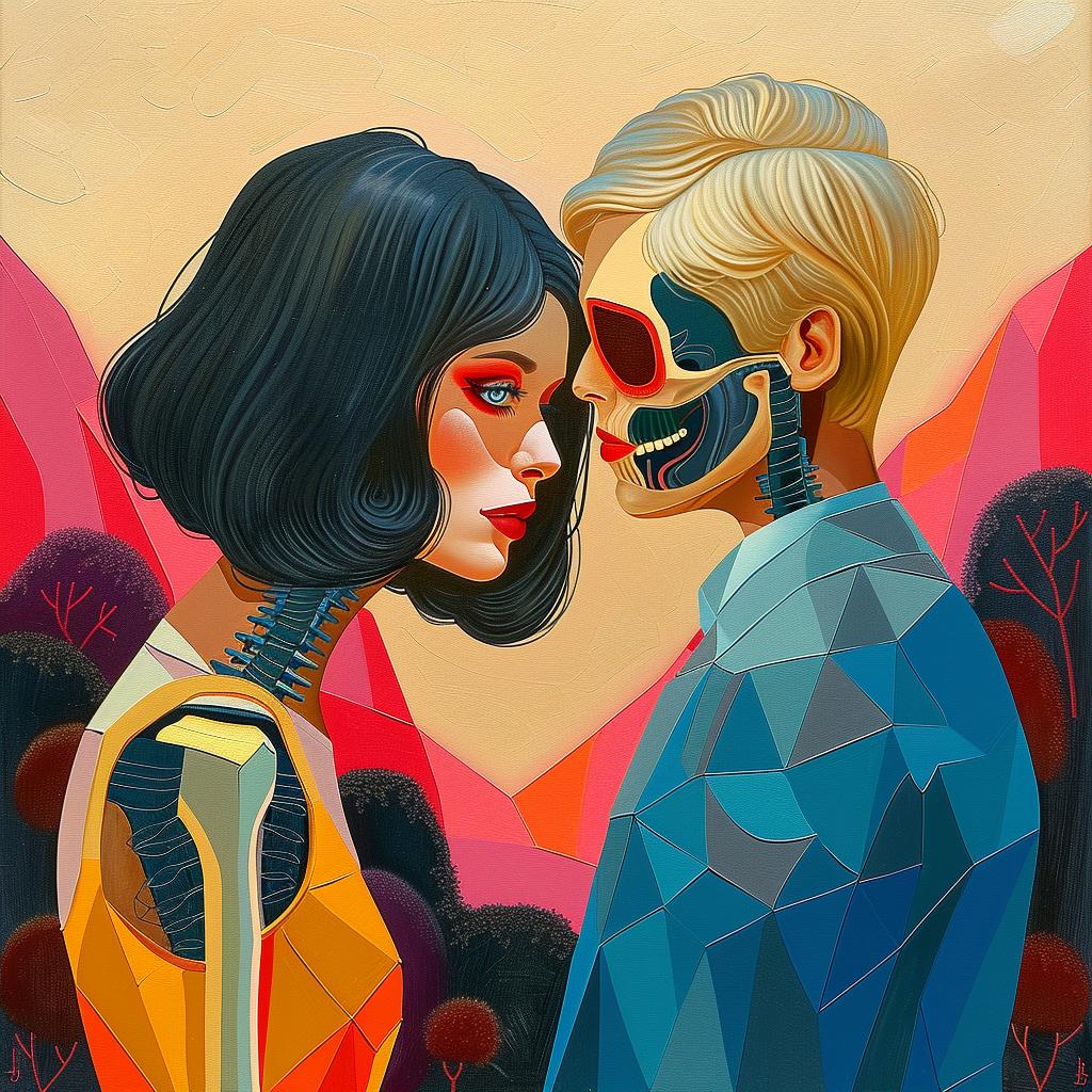 couple  skeleton  face  art  painting  character  portrait  whimsical  humor  design 966114
