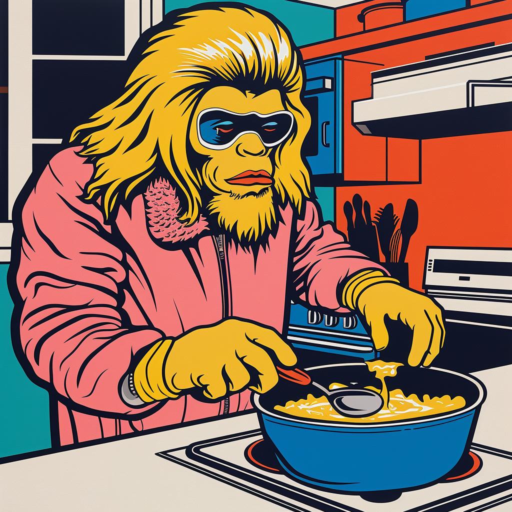 monkey  kitchen  poster  cooking  humorous  illustration  whimsical  funny  fantasy  character 962701