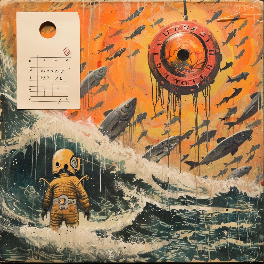 man  suit  wave  underwater  surreal  introspective  occult  fisherman  impasto  painting 975682