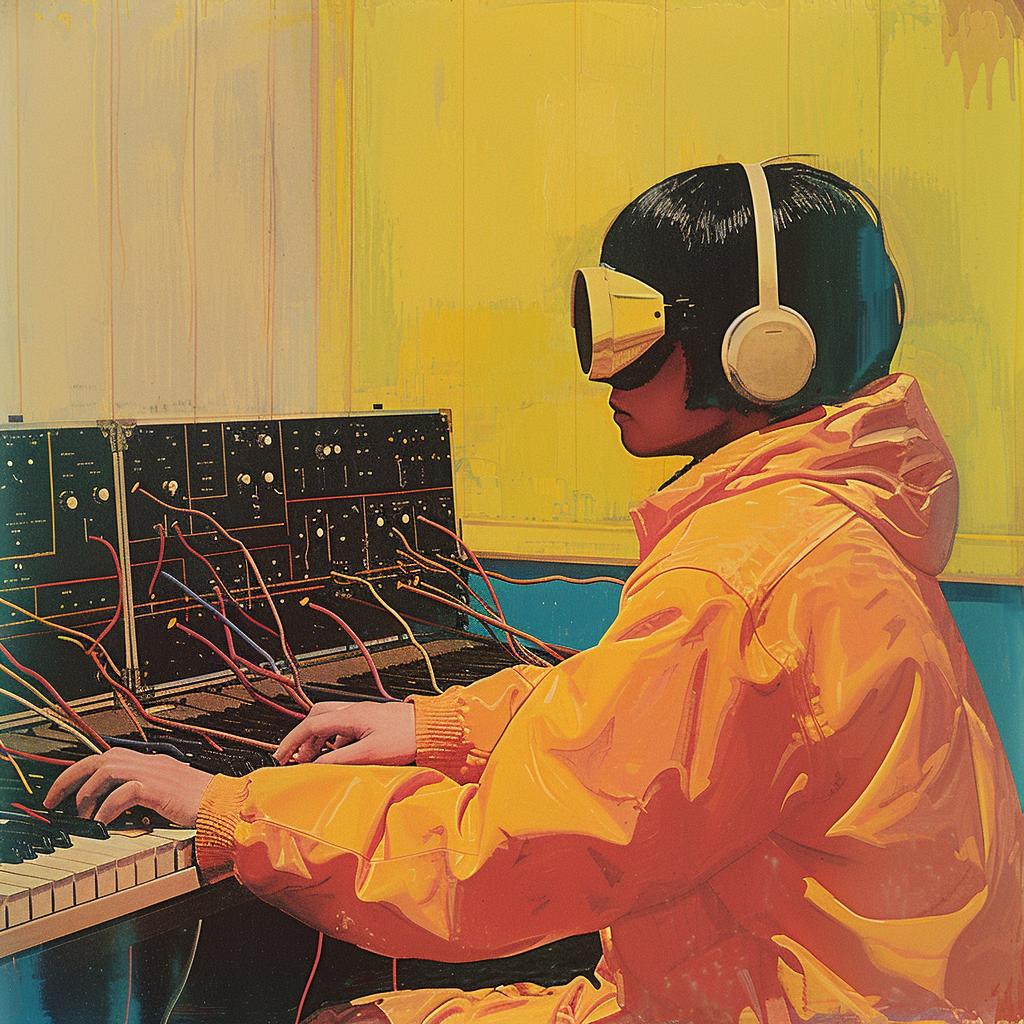 surreal  album  cover  person  headphones  keyboard  electronic  creative  art  painting 1018640