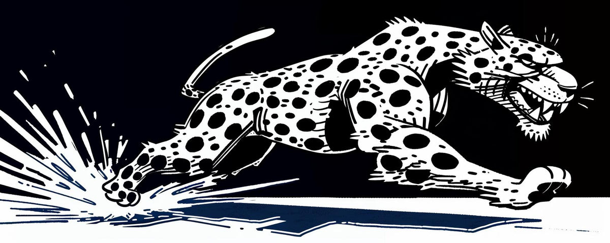 panther  leaping  black  background  leopard  animal  dynamic  illustration  vibrant  bold 1028298