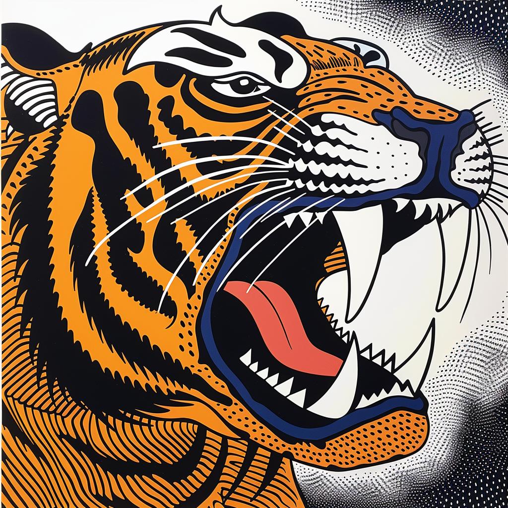 tiger  snarling  pop  art  colorful  bold  graphic  fierce  animal  vibrant 1022141