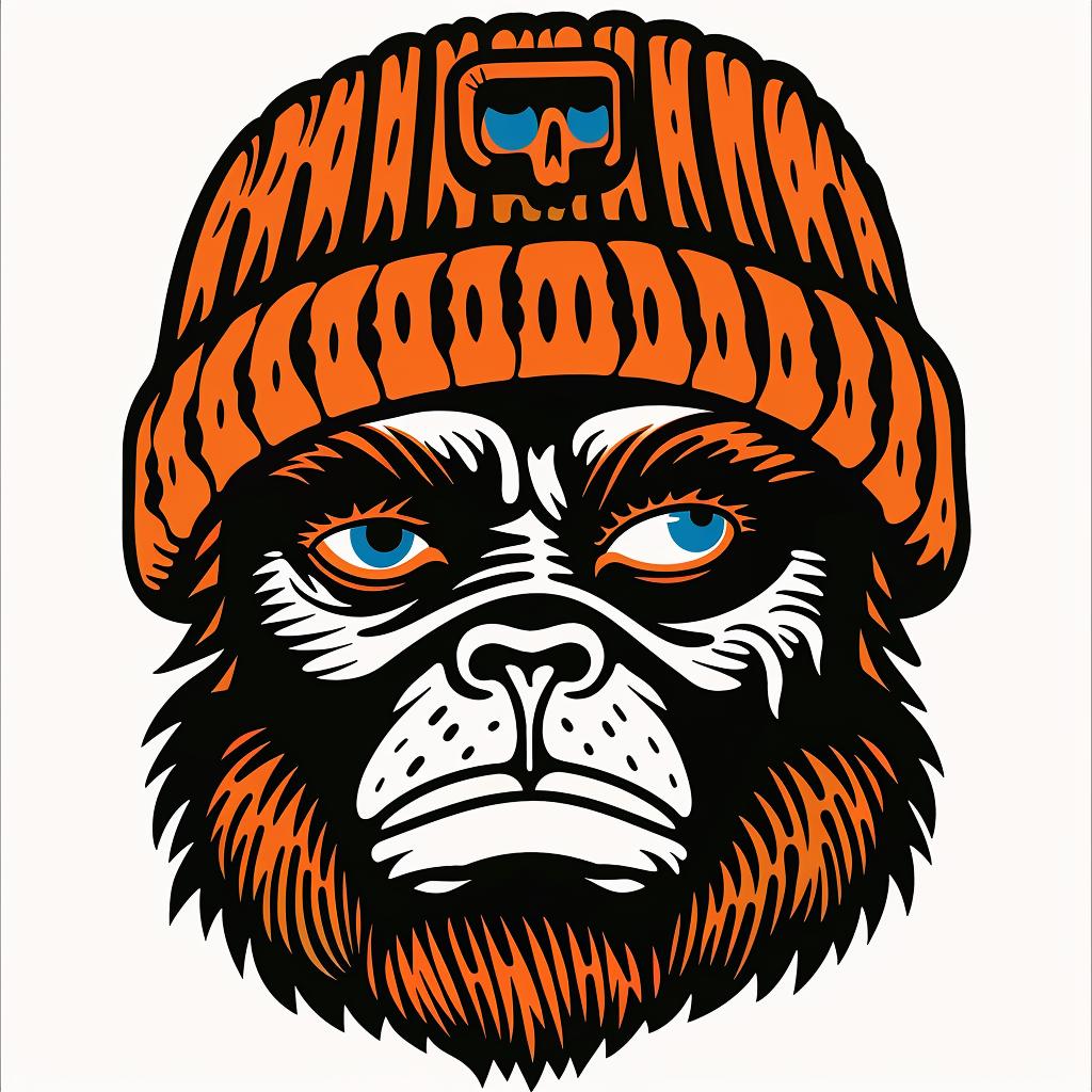 logo  gorilla  hat  stylized  emblem  illustration  character  whimsical  design  graphic 1024557