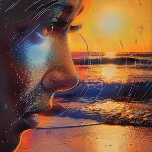 امرأة ترسم غروب الشمس المتوهج، ضوء ملون نابض بالحياة، صورة شخصية، فن المناظر الطبيعية 1054648