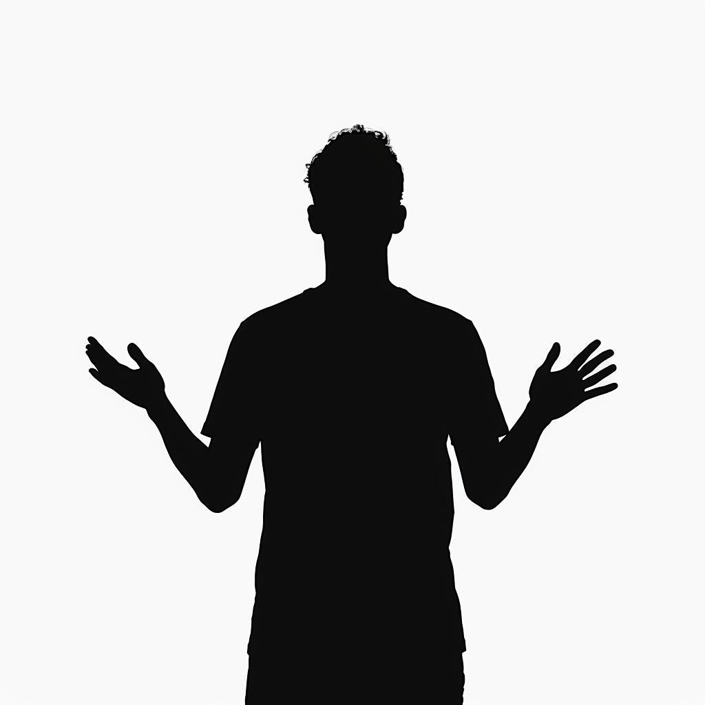 silhouette  man  American  sign  language  illustration  black  white  background  outstretched 954142