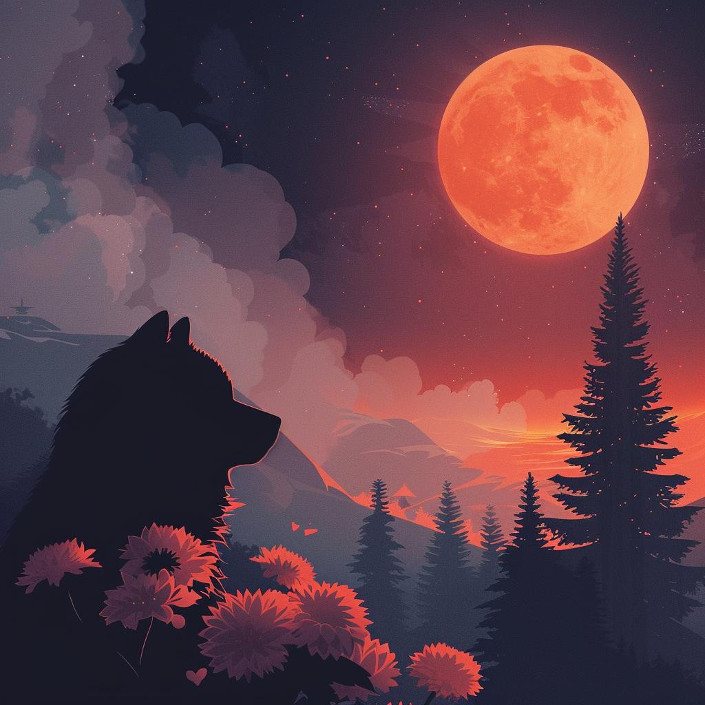 ألبوم سريالي إبداعي Wolfman Flowerpunk Joan Cornella wolf forest night 1016851