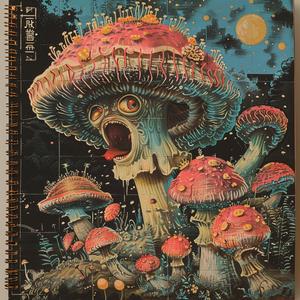 chromolithography  notebook  mushroom  artwork  spiral  colorful  design  natural  illustration  creative 1051448