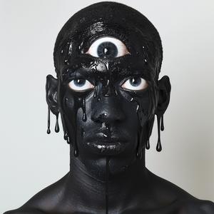Pop  Art  model  four-eyes  dripping  makeup  black  paint  male  portrait 1074351