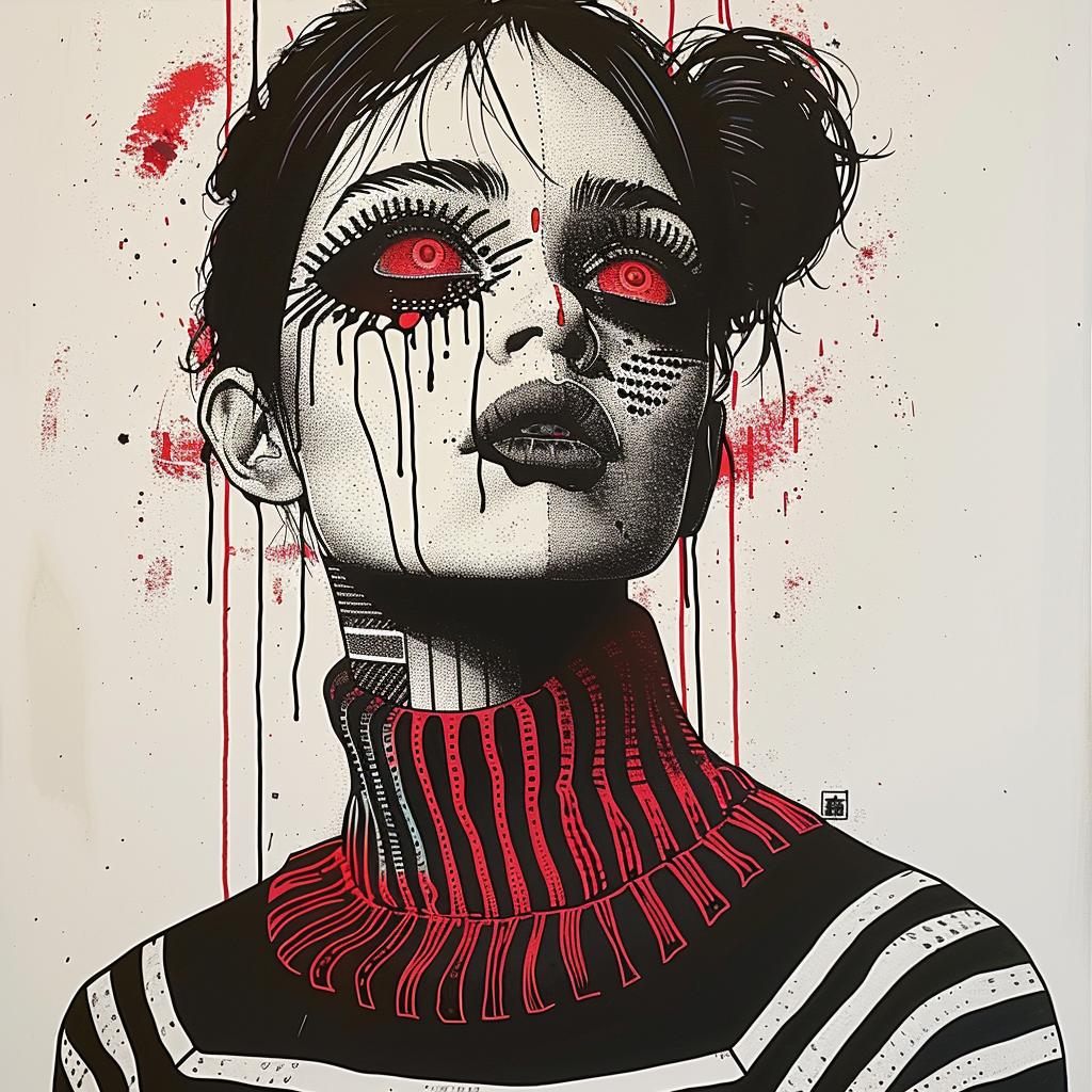 PopArt  woman  blood  eyes  dripping  makeup  TroyBrooks  background  stylized  expression 939499