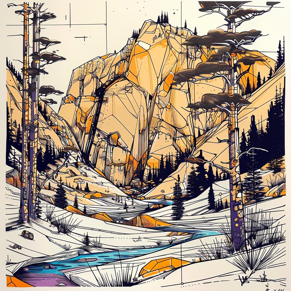 yosemite  painting  mountain  trees  rocks  landscape  nature  picturesque  scenic  vibrant 938853