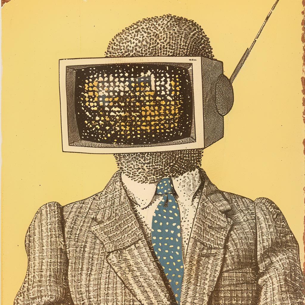 man  TV  head  drawing  humorous  illustration  surreal  creative  modern  character 917184