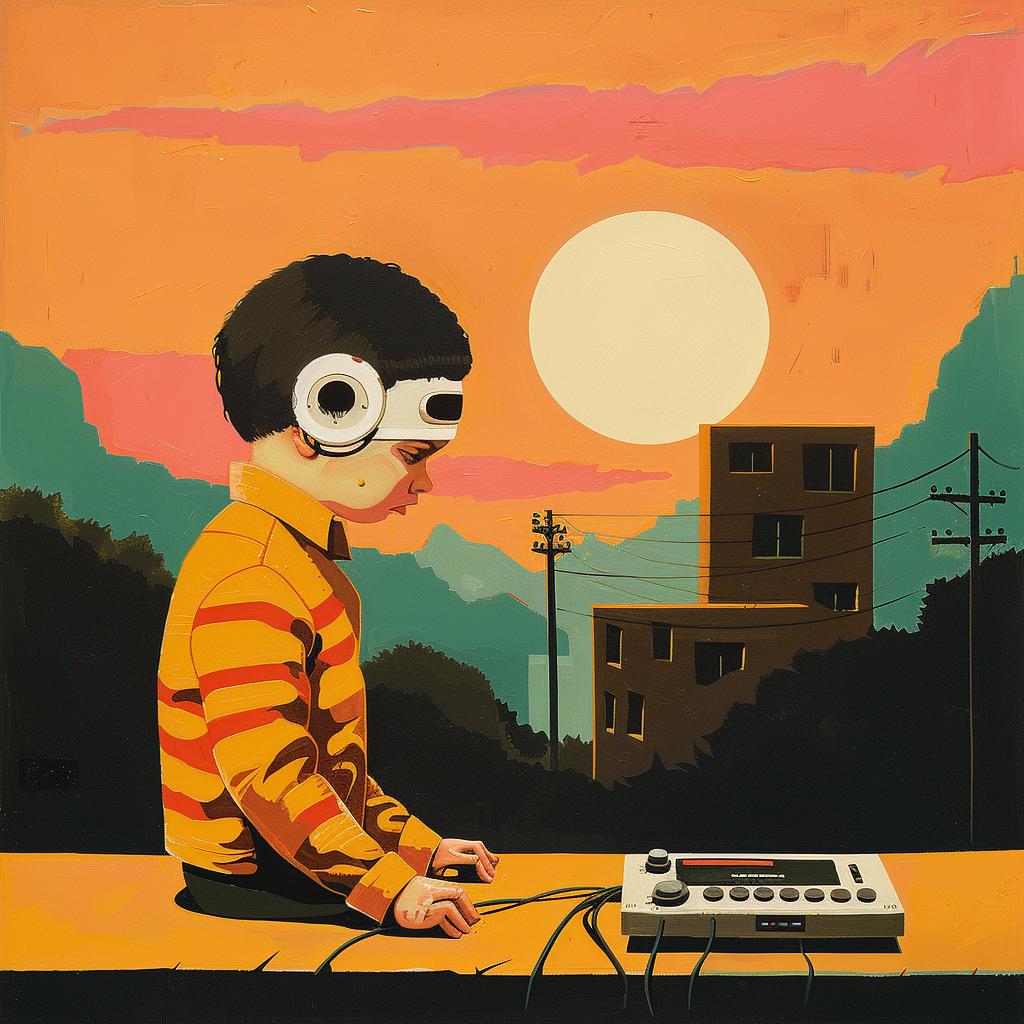 surreal  album  cover  painting  boy  DJ  colorful  creative  modern  set 1018793
