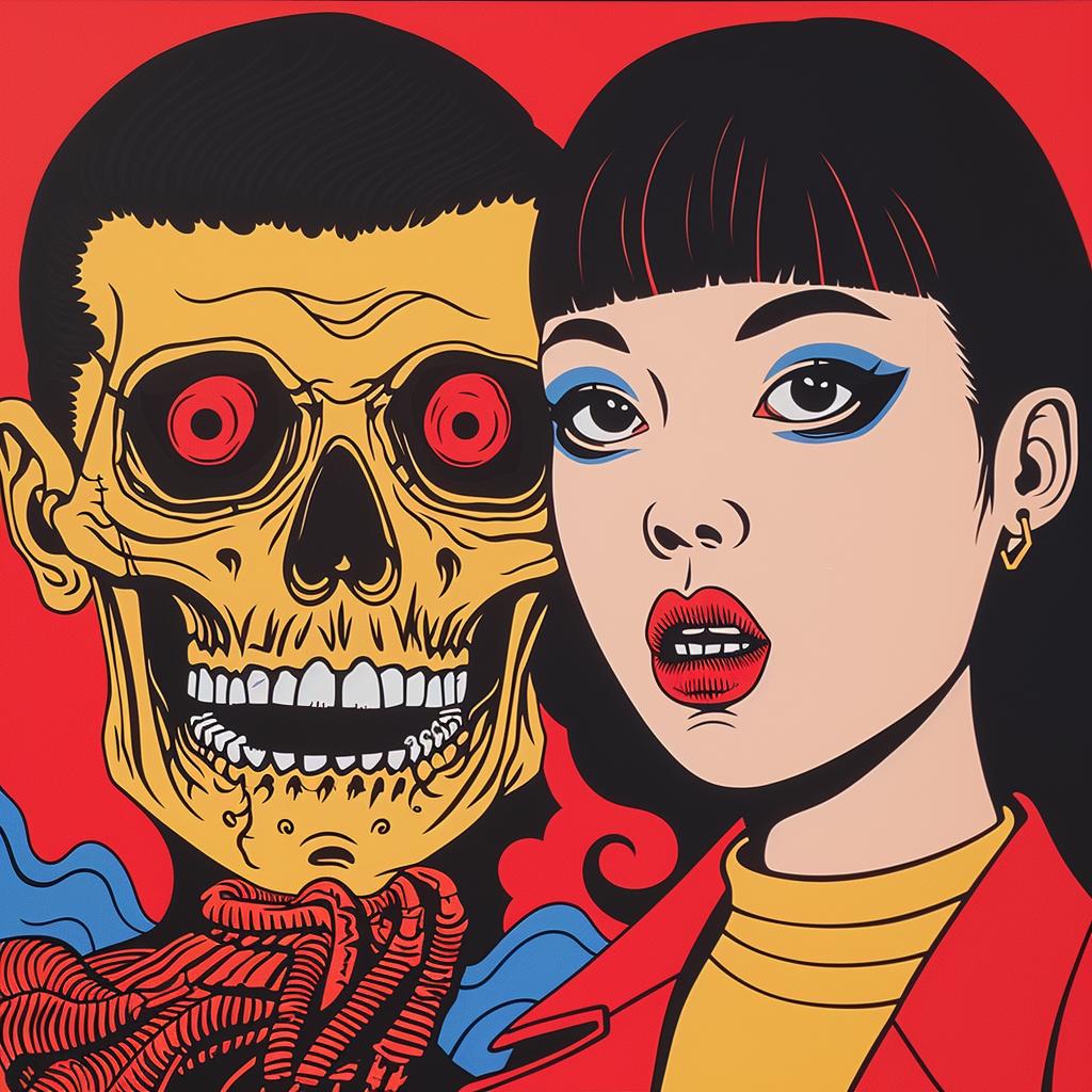 poster  Japanese  horror  woman  skeleton  illustration  graphic  dark  Junji Ito  Otomo 1022597