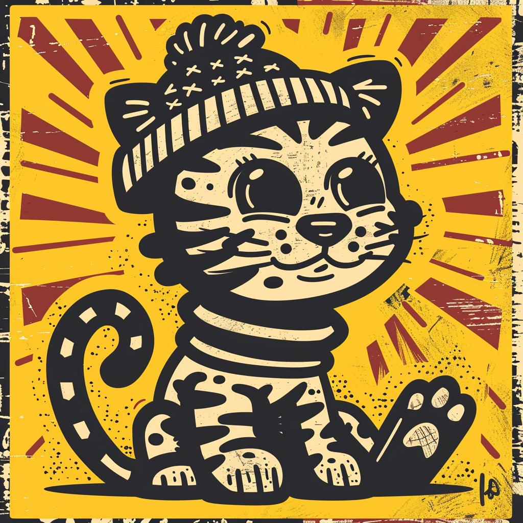 cute  tiger  kawaii  hat  scarf  street  culture  minimal  adorable  animal 955880