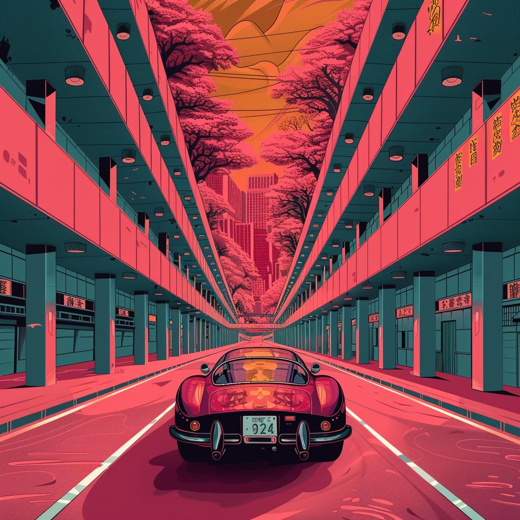 car  street  painting  Hiroshi  Nagai  retrofuturism  details  urban  colorful  empty 944384