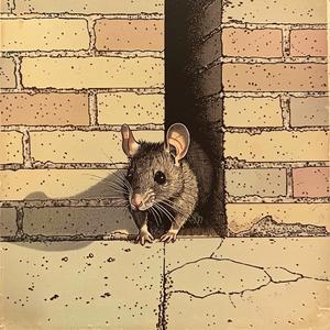 rat  corner  brick  peeking  animal  humorous  cute  whimsical  art  playful 1037226