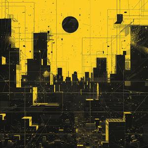 Tycho  album  art  cityscape  poster  blockchain  networks  black  yellow  skyline 1040552