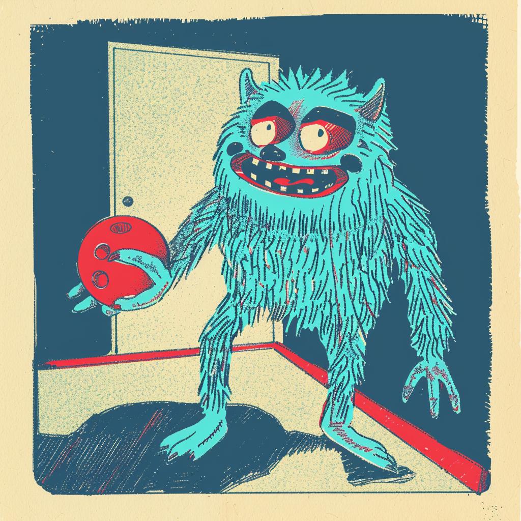 creature  bowling  ball  cartoon  monster  funny  humor  alley  illustration  playful 940738