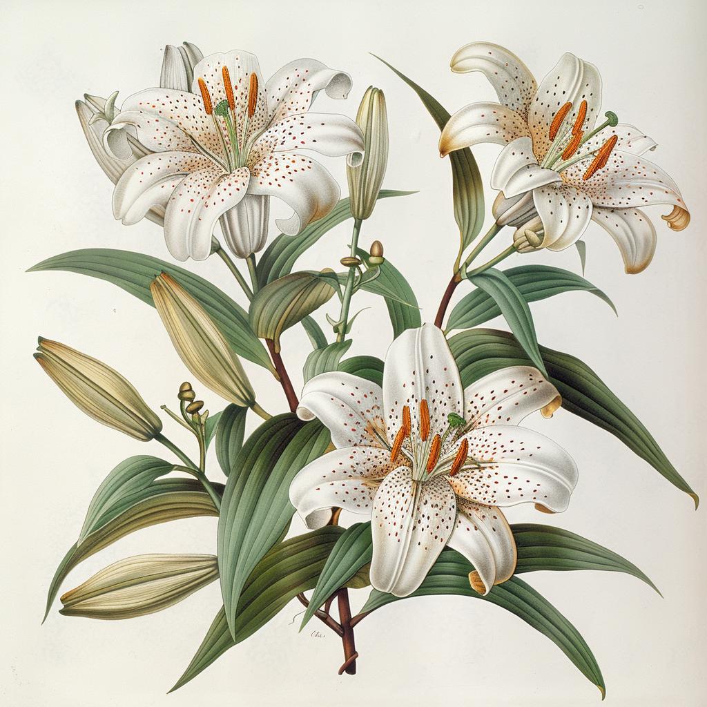 illustration  lilies  white  background  nature  flora  art  painting  Codex 971481