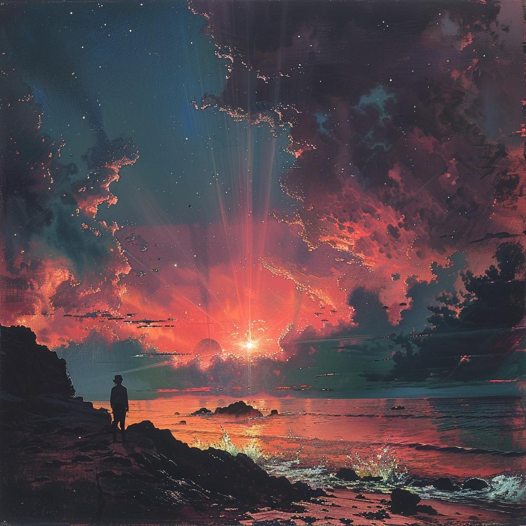 album  cover  man  sunset  beach  surreal  creative  painting  colorful  lighting 975247