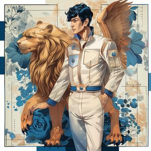 Man  Lion  Standing  Illustration  Chromolithography  Art  Iconic  Nature  Wildlife  Contrast 1057826