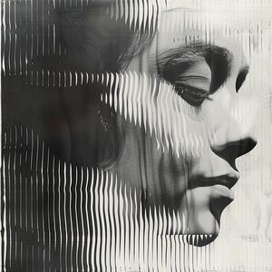 lithograph  blackandwhite  feedback  glitch  analog  art  portrait  woman  face  lines 1038925