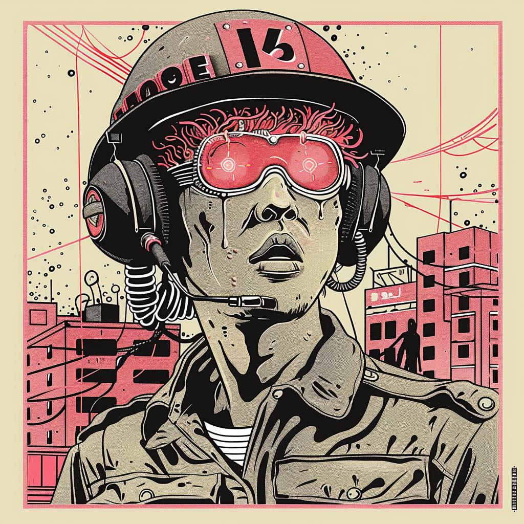 poster  Japanese  man  helmet  sunglasses  illustration  art  graphic  design  futuristic 947532