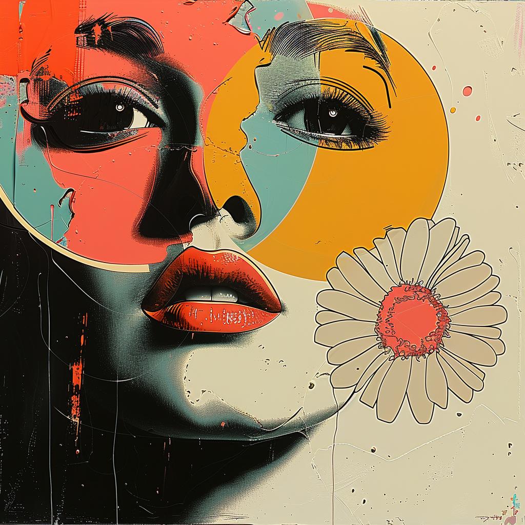 امرأة زهرة وجه رسم صورة ملونة الطبيعة الفنية الناعمة الأنثوية 963588