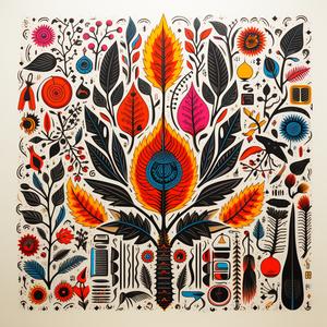 art  print  tree  flowers  colorful  neon  graphic  2D  bold  design 1078878