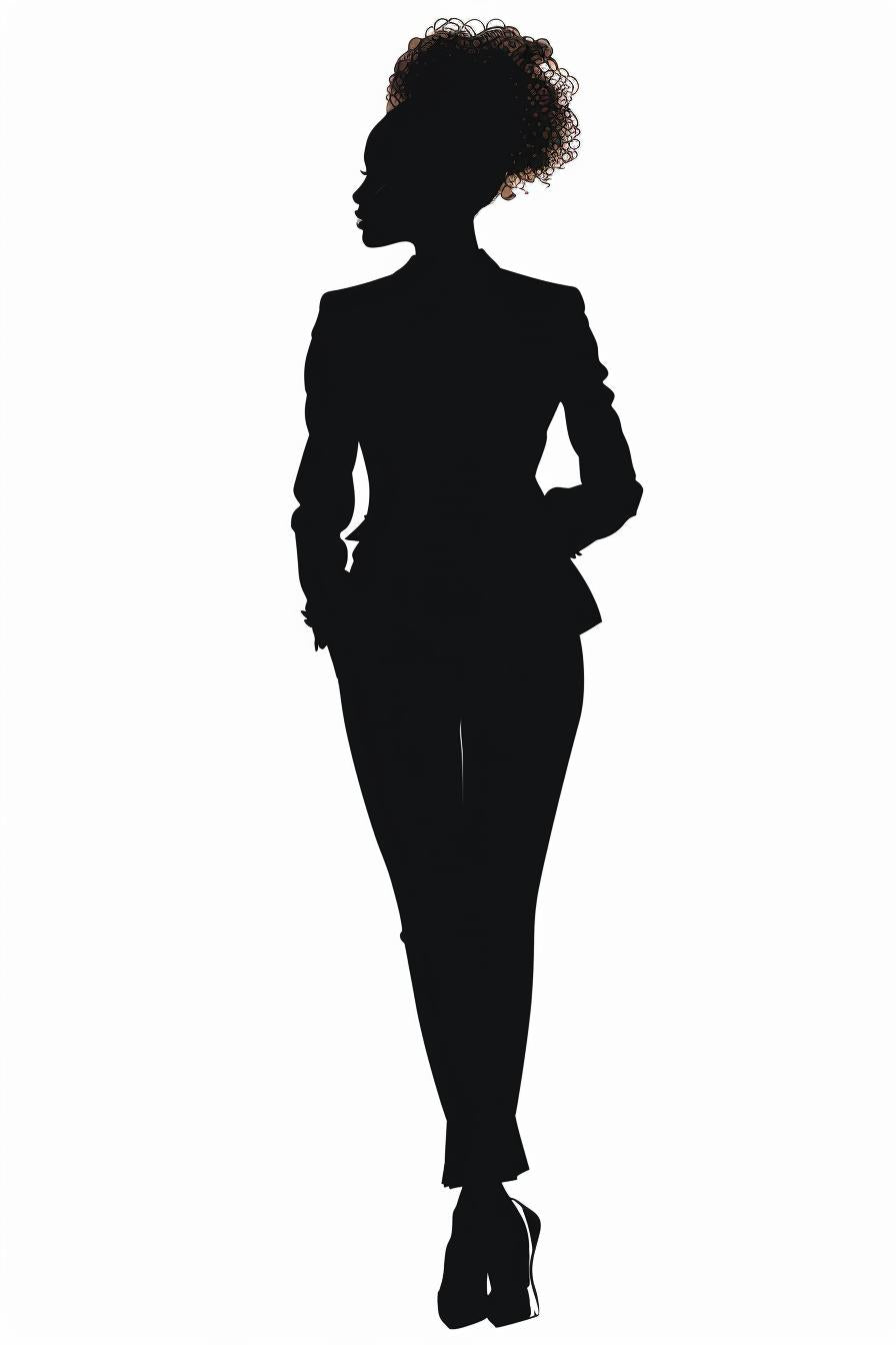 صورة ظلية سيدة أعمال أمريكية من أصل أفريقي، خلفية بيضاء، ملابس مهنية، svg 954338