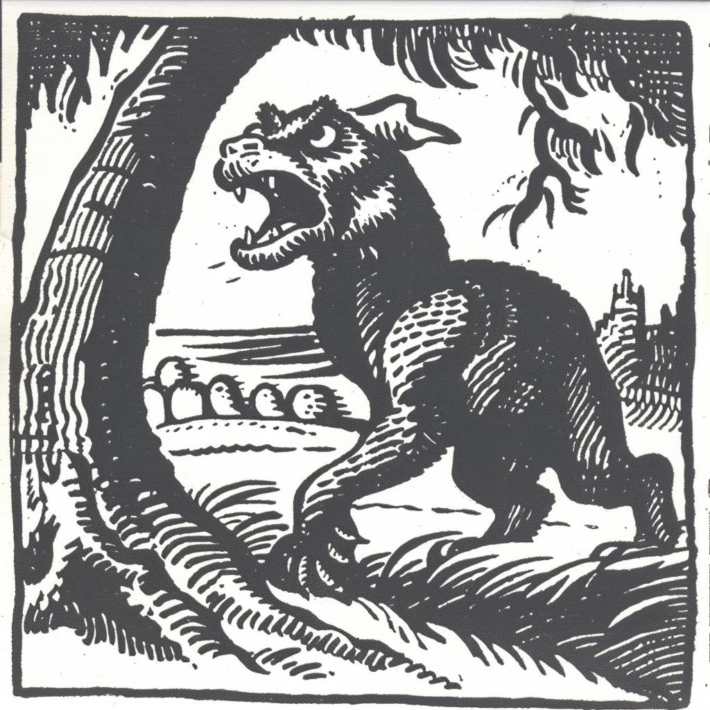 mythical  creature  hybrid  dog  tree  fantastical  unique  illustration  black  white 941007