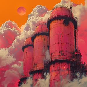 factory  sky  smoke  art  industrial  chromolithography  minimalism  abstract  colorful  detailed 1040202