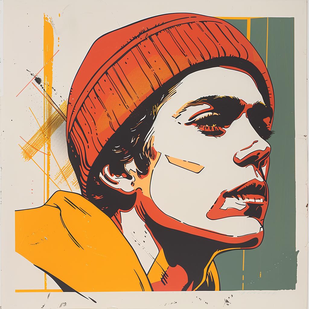 man  knit  cap  portrait  illustration  Rockwell  vintage  poster  red  hat 924452