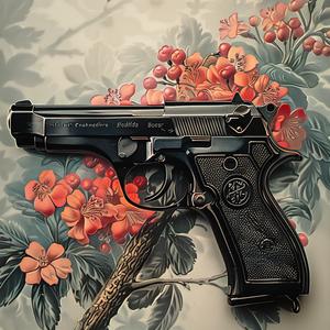 زهور البندقية، خلفية زهرية، فن الطباعة الحجرية الملونة، تصميم تباين عتيق، رمزي 1040994