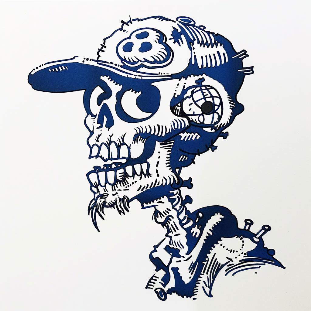skeleton  skull  hat  drawing  blue  white  graphic  bones  dark  streetart 1027540