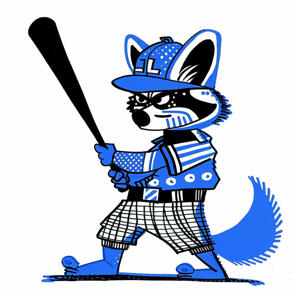 raccoon  baseball  cartoon  uniform  bat  funny  playful  animal  sport  whimsical 1028065